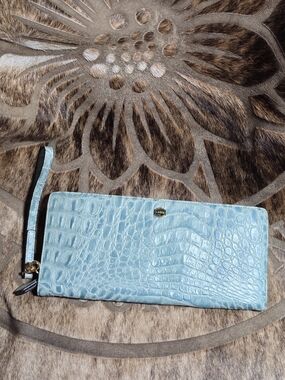 LODIS Light Blue Croc-Embossed Wristlet Clutch